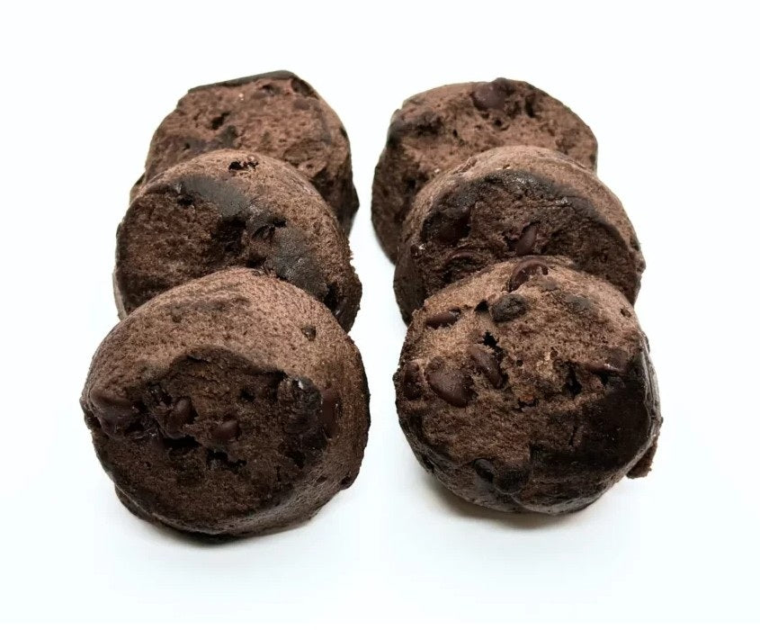 Frozen Double Chocolate Chip Cookie dough - 1.4 oz each - Sold by the Dozen